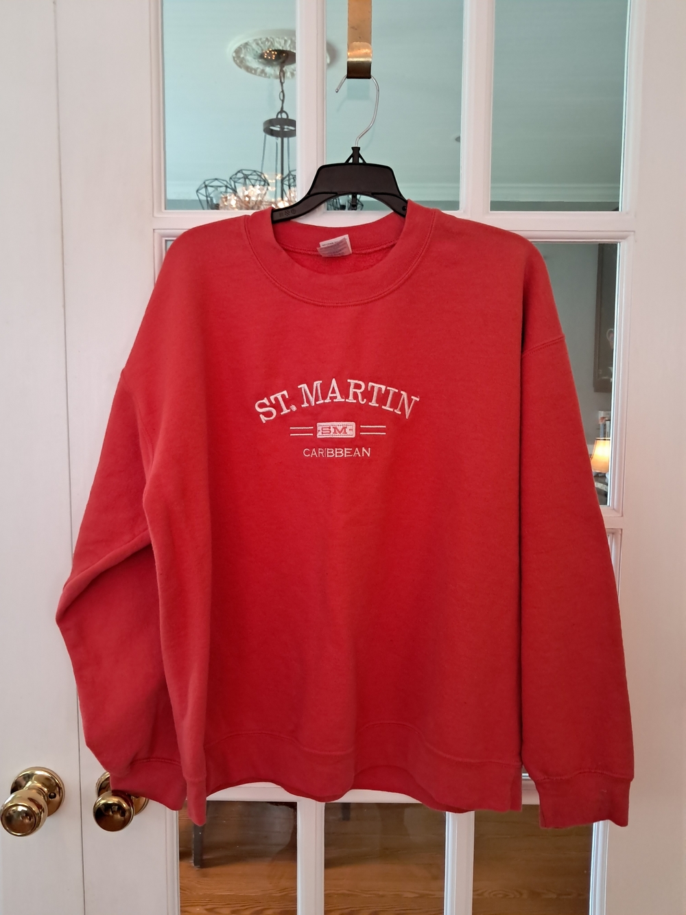 Gildan Red St. Martin Caribbean Crewneck Sweatshirt